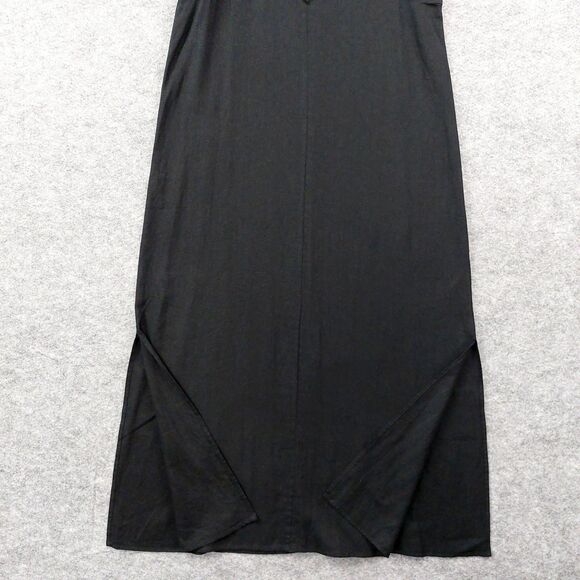 DKNY Dress Womens Medium Black Linen Blend Maxi Tank Sleeveless Side Slit Chic - Picture 9 of 13